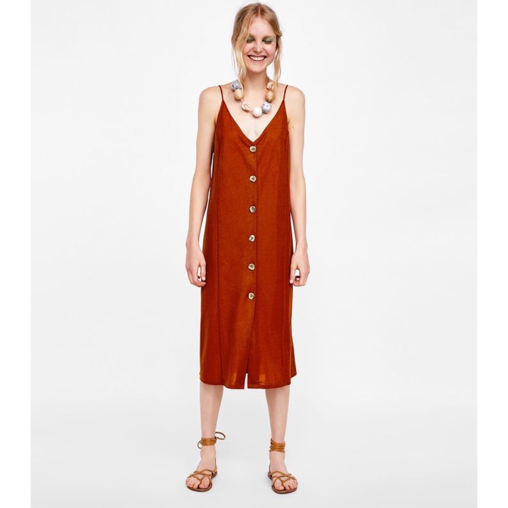 ZARA Strappy Dress with Buttons | Sz M